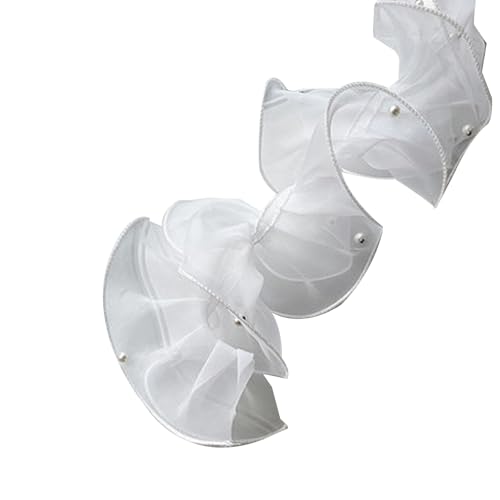11 cm x 2 m gerüschter Spitzenbesatz mit Perlen, plissiertes Organzaband, Organza-Spitzenband für Blumensträuße, Geschenkverpackungen, Weiß 11 cm x 2 m gerüschter Spitzenbesatz mit Perlen, plissiertes Organzaband, Organza-Spitzenband für Blumensträuße, Geschenkverpackungen, Weiß von Vokenforu
