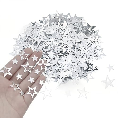 15 g silbernes Stern-Konfetti, Kunststoff-Stern-Konfetti aus Metallic-Folie, für Party-Tischstreuungen, Party-Festival-Zubehör 15 g silbernes Stern-Konfetti, Kunststoff-Stern-Konfetti aus Metallic-Folie, für Party-Tischstreuungen, Party-Festival-Zubehör von Vokenforu