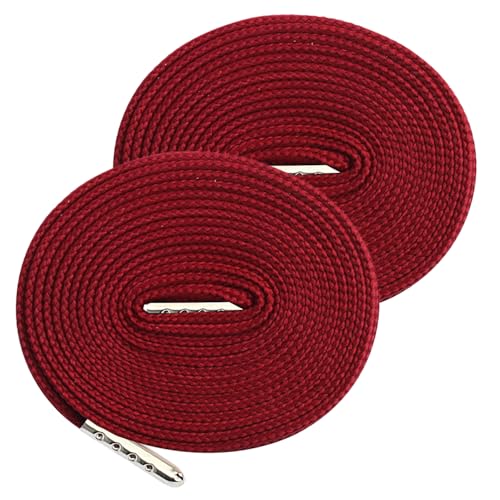 2 Stück burgunderrote Polyester-Kordelzug, 130 cm, universeller flacher Kordelzug, Ersatz mit Metallverschluss-Enden für Kapuzen-Sweatshirt, Hose, Schuhe 2 Stück burgunderrote Polyester-Kordelzug, 130 cm, universeller flacher Kordelzug, Ersatz mit Metallverschluss-Enden für Kapuzen-Sweatshirt, Hose, Schuhe von Vokenforu
