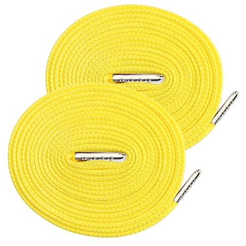 2 Stück gelbe Polyester-Kordelzug, 130 cm, universeller flacher Kordelzug, Ersatz mit Metallverschlussenden für Kapuzen-Sweatshirt, Hose, Schuhe 2 Stück gelbe Polyester-Kordelzug, 130 cm, universeller flacher Kordelzug, Ersatz mit Metallverschlussenden für Kapuzen-Sweatshirt, Hose, Schuhe von Vokenforu