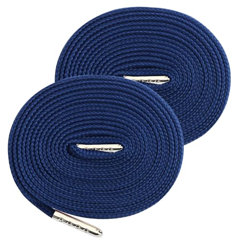 2 Stück marineblaue Polyester-Kordelzug, 130 cm, universeller flacher Kordelzug, Ersatz mit Metallverschlussenden für Kapuzen-Sweatshirt, Hose, Schuhe 2 Stück marineblaue Polyester-Kordelzug, 130 cm, universeller flacher Kordelzug, Ersatz mit Metallverschlussenden für Kapuzen-Sweatshirt, Hose, Schuhe von Vokenforu