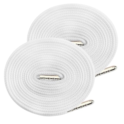 2 Stück weiße Polyester-Kordelzug, 130 cm, universeller, flacher Kordelzug, Ersatz mit Metallverschlussenden für Kapuzen-Sweatshirt, Hose, Schuhe 2 Stück weiße Polyester-Kordelzug, 130 cm, universeller, flacher Kordelzug, Ersatz mit Metallverschlussenden für Kapuzen-Sweatshirt, Hose, Schuhe von Vokenforu