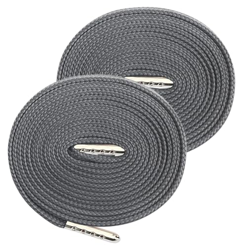 2 x graue Polyester-Kordelzug, 130 cm, universeller, flacher Kordelzug, Ersatz mit Metallverschluss-Enden für Kapuzen-Sweatshirt, Hose, Schuhe 2 x graue Polyester-Kordelzug, 130 cm, universeller, flacher Kordelzug, Ersatz mit Metallverschluss-Enden für Kapuzen-Sweatshirt, Hose, Schuhe von Vokenforu