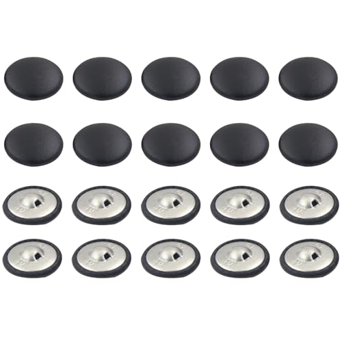20 schwarze Kunstlederknöpfe, 20 mm, runde Nähknöpfe mit Schaft, für Basteln, Kleidung, Nähen von Vokenforu