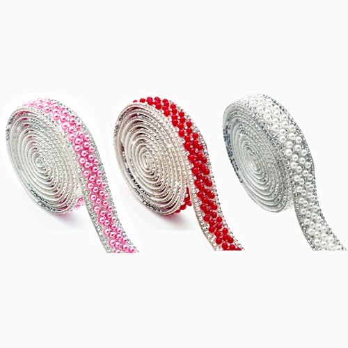 3 Rollen Strass-Diamantbänder, 91 cm, 3 Farben, selbstklebende Glasperlen, Strass-Streifen, glitzerndes Diamant-Aufkleberband für Glitzerkleidung, 1,5 cm 3 Rollen Strass-Diamantbänder, 91 cm, 3 Farben, selbstklebende Glasperlen, Strass-Streifen, glitzerndes Diamant-Aufkleberband für Glitzerkleidung, 1,5 cm von Vokenforu