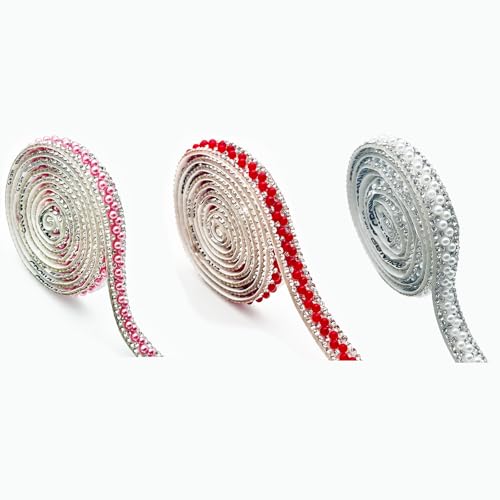 3 Rollen Strass-Diamantbänder, 91 cm, 3 Farben, selbstklebende Glasperlen, Strassstreifen, glitzerndes Diamant-Aufkleberband für Glitzerkleidung, 1 cm 3 Rollen Strass-Diamantbänder, 91 cm, 3 Farben, selbstklebende Glasperlen, Strassstreifen, glitzerndes Diamant-Aufkleberband für Glitzerkleidung, 1 cm von Vokenforu