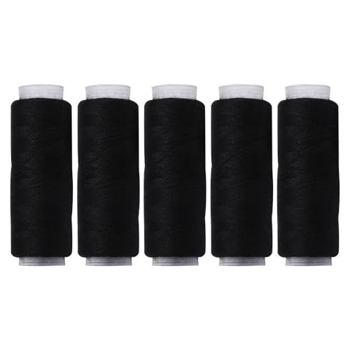5 Spulen Polyestergarn, schwarzes Polyester-Nähgarn für Hand- und Maschinennähen, 100 m pro Spule von Vokenforu