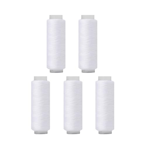 5 Spulen Polyestergarn, weißes Polyester-Nähgarn für Hand- und Maschinennähen, 150 m pro Spule 5 Spulen Polyestergarn, weißes Polyester-Nähgarn für Hand- und Maschinennähen, 150 m pro Spule von Vokenforu