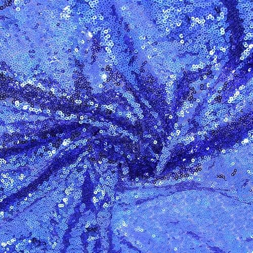 50 x 130 cm, königsblau, glänzendes Glitzer-Material, mit Pailletten, Polyester-Pailletten-Mesh-Stoff für Glitzer-Kleidung 50 x 130 cm, königsblau, glänzendes Glitzer-Material, mit Pailletten, Polyester-Pailletten-Mesh-Stoff für Glitzer-Kleidung von Vokenforu