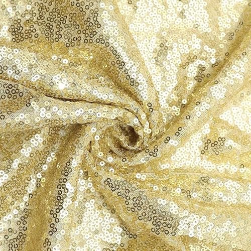 50 x 130 cm hellgoldenes, glänzendes Glitzermaterial mit Pailletten, Polyester-Pailletten-Mesh-Stoff für Glitzer-Kleidung 50 x 130 cm hellgoldenes, glänzendes Glitzermaterial mit Pailletten, Polyester-Pailletten-Mesh-Stoff für Glitzer-Kleidung von Vokenforu