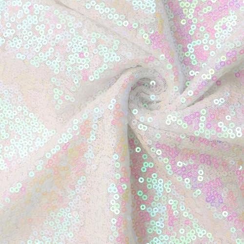 50 x 130 cm weißes, glänzendes Glitzermaterial mit Pailletten, Polyester-Pailletten-Mesh-Stoff für Glitzer-Kleidung 50 x 130 cm weißes, glänzendes Glitzermaterial mit Pailletten, Polyester-Pailletten-Mesh-Stoff für Glitzer-Kleidung von Vokenforu