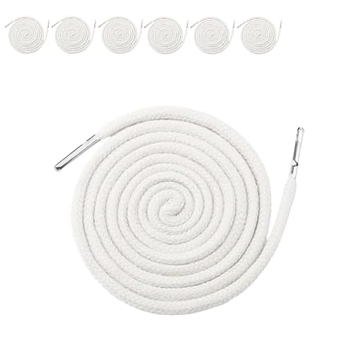 6 Stück weißer Kordelzug, 1,3 m Polyester-Kordelzug, Ersatz mit Metallverschluss-Enden für Kapuzen-Sweatshirt, Hose, Schuhe 6 Stück weißer Kordelzug, 1,3 m Polyester-Kordelzug, Ersatz mit Metallverschluss-Enden für Kapuzen-Sweatshirt, Hose, Schuhe von Vokenforu