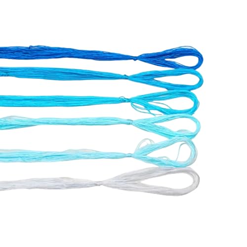 6 x blaue Farbverlaufsfäden, 20 m, Seiden-Stickgarn zum Nähen/Stricken/Kreuzstich von Vokenforu