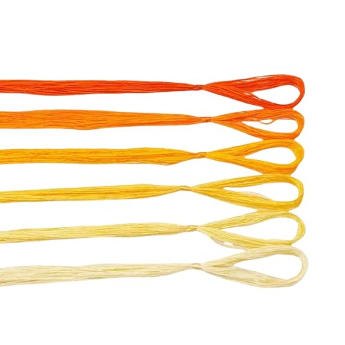 6 x gelbe Farbverlaufsfäden, 20 m, Seiden-Stickgarn zum Nähen/Stricken/Kreuzstich von Vokenforu