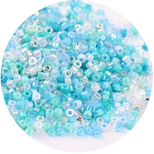 720 Stück schillernde Glasperlen, 2 mm, gemischte Farben, Glas-Rocailles für Armbänder, Basteln, Schlüsselanhänger, Hellblau von Vokenforu
