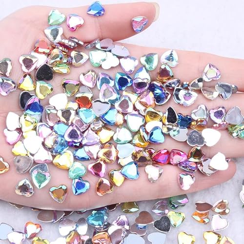 Acryl-Herz-Strasssteine, 6 mm, AB, bunt, flache Rückseite, für Nagelkunst, Glitzer, DIY, 100 Stück Acryl-Herz-Strasssteine, 6 mm, AB, bunt, flache Rückseite, für Nagelkunst, Glitzer, DIY, 100 Stück von Vokenforu