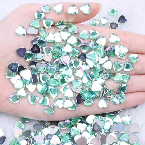 Acryl-Herz-Strasssteine, 6 mm, AB-Grün, flache Rückseite, für Nagelkunst, Glitzer, DIY, 100 Stück Acryl-Herz-Strasssteine, 6 mm, AB-Grün, flache Rückseite, für Nagelkunst, Glitzer, DIY, 100 Stück von Vokenforu