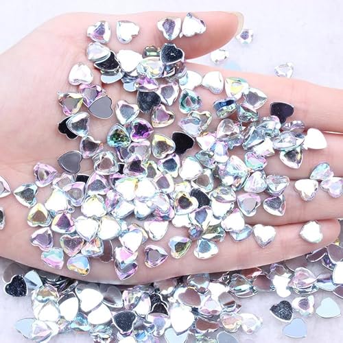 Acryl-Herz-Strasssteine, 6 mm, AB-Weiß, flache Rückseite, für Nagelkunst, Glitzer, DIY, 100 Stück Acryl-Herz-Strasssteine, 6 mm, AB-Weiß, flache Rückseite, für Nagelkunst, Glitzer, DIY, 100 Stück von Vokenforu