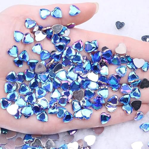Acryl-Herz-Strasssteine in Herzform, 6 mm, AB, dunkelblau, flache Rückseite, für Nagelkunst, Glitzer, DIY, 100 Stück Acryl-Herz-Strasssteine in Herzform, 6 mm, AB, dunkelblau, flache Rückseite, für Nagelkunst, Glitzer, DIY, 100 Stück von Vokenforu