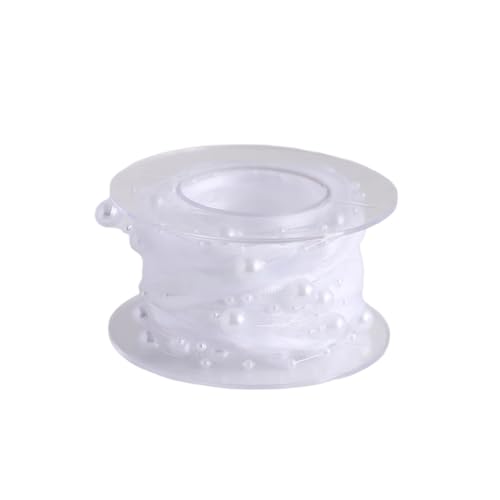 Chiffonband mit Perlen, 4,5 m, durchsichtiges Chiffonband für Blumensträuße, Geschenkverpackungen, Weiß von Vokenforu