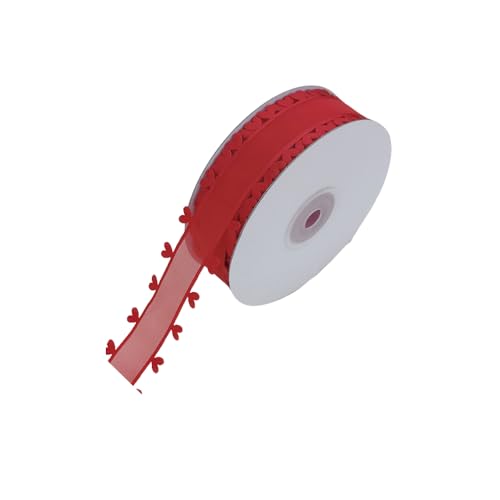Dekoband mit Herzkante, durchscheinendes Band mit Herzkante, für Blumensträuße, Geschenkverpackungen, 4 cm x 20 m, Rot von Vokenforu