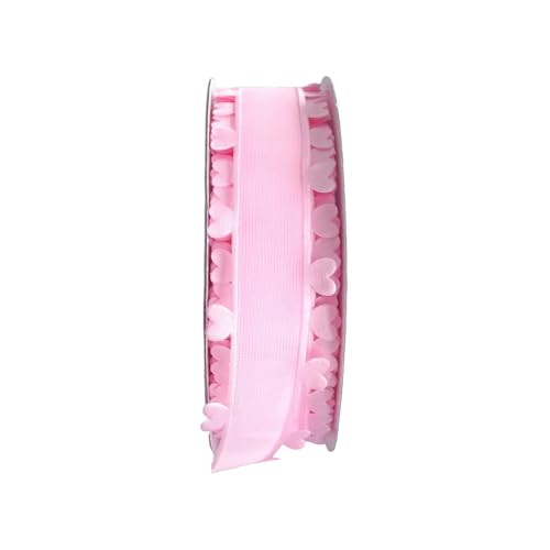 Dekoband mit Herzkante, durchscheinendes Band mit Herzkante, für Blumensträuße, Geschenkverpackungen, Rosa, 4 cm x 20 m von Vokenforu