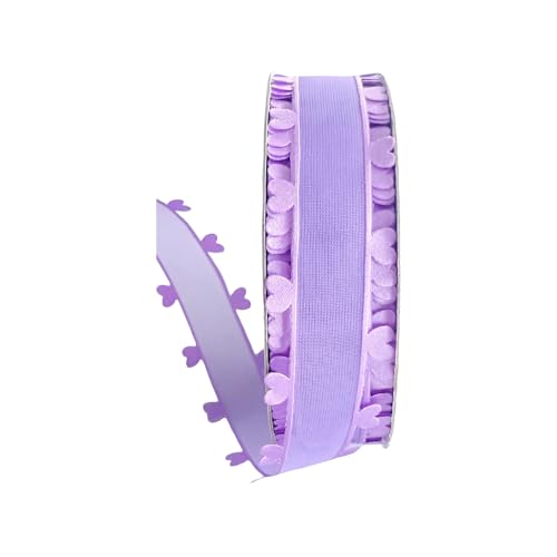 Dekoratives Band mit Herzkante, durchscheinendes Band für Blumensträuße, Geschenkverpackungen, 4 cm x 20 m, Violett von Vokenforu