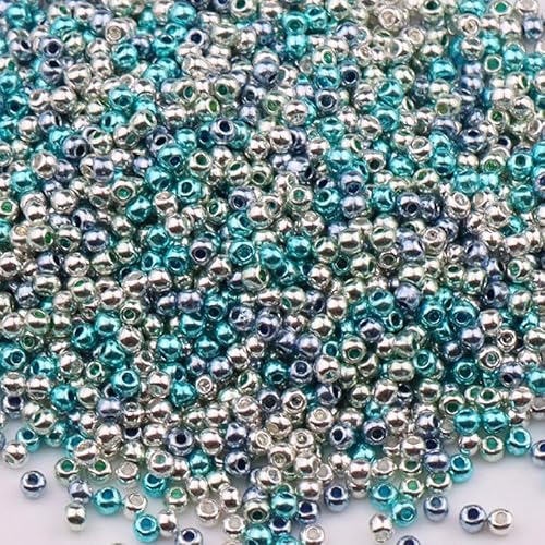 Glasperlen in Metallic-Optik, 2 mm, gemischte Farben, für Armbänder, Basteln, Schlüsselanhänger, ca. 1000 Stück, blau und lila, 1 Packung von Vokenforu