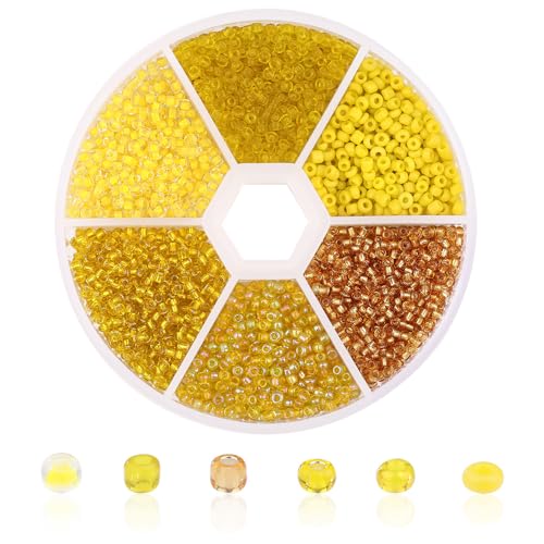 Glasperlen in verschiedenen Farben, 3 mm, kleine Glasperlen für Armbänder, Basteln, Schlüsselanhänger, goldfarben, 1 Box von Vokenforu