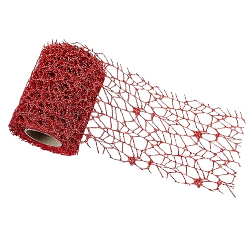 Glitzer-Gaze-Rolle, 10 cm x 4,5 m, Blumenverpackung, dekoratives Kunststoffnetz für Bastelarbeiten, Blumen, Geschenkverpackungen, Rot Glitzer-Gaze-Rolle, 10 cm x 4,5 m, Blumenverpackung, dekoratives Kunststoffnetz für Bastelarbeiten, Blumen, Geschenkverpackungen, Rot von Vokenforu