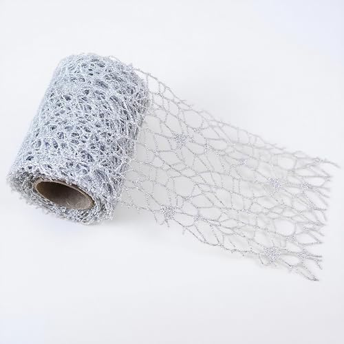 Glitzer-Gaze-Rolle, 10 cm x 4,5 m, Blumenverpackung, dekoratives Kunststoffnetz für Bastelarbeiten, Blumen, Geschenkverpackungen, Silber Glitzer-Gaze-Rolle, 10 cm x 4,5 m, Blumenverpackung, dekoratives Kunststoffnetz für Bastelarbeiten, Blumen, Geschenkverpackungen, Silber von Vokenforu