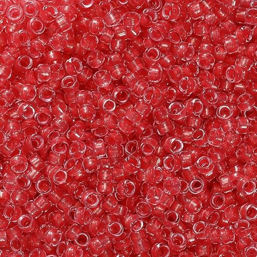 Glitzer-Glasperlen mit glänzendem Pulver, 2,5 mm funkelnde rote Glasperlen für Armbänder, Basteln, Schlüsselanhänger, 1500 Stück von Vokenforu