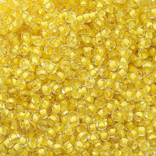 Glitzernde Glasperlen mit glänzendem Pulver, 2,5 mm funkelnde gelbe Glasperlen für Armbänder, Basteln, Schlüsselanhänger, 1500 Stück von Vokenforu