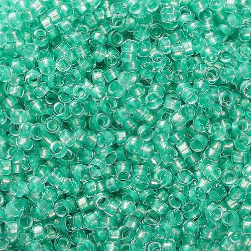 Glitzernde Glasperlen mit glänzendem Pulver, 2,5 mm funkelnde grüne Glas-Rocailles für Armbänder, Basteln, Schlüsselanhänger, 1500 Stück von Vokenforu