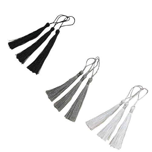 Mini-Quasten, 13 cm, 3 Farben, Polyester, Lesezeichen, Quasten für Bastelarbeiten, Schlüsselanhänger, Schwarz/Dunkelgrau/Weiß, 60 Stück Mini-Quasten, 13 cm, 3 Farben, Polyester, Lesezeichen, Quasten für Bastelarbeiten, Schlüsselanhänger, Schwarz/Dunkelgrau/Weiß, 60 Stück von Vokenforu