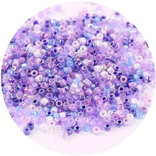 Schillernde Glasperlen, 2 mm, gemischte Farben, Glasperlen für Armbänder, Basteln, Schlüsselanhänger, Lila, 720 Stück von Vokenforu