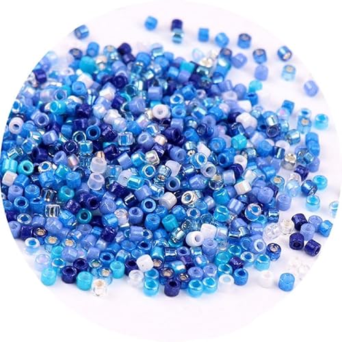 Schillernde Glasperlen, 2 mm, gemischte Farben, Glasperlen für Armbänder, Basteln, Schlüsselanhänger, Marineblau, 720 Stück von Vokenforu