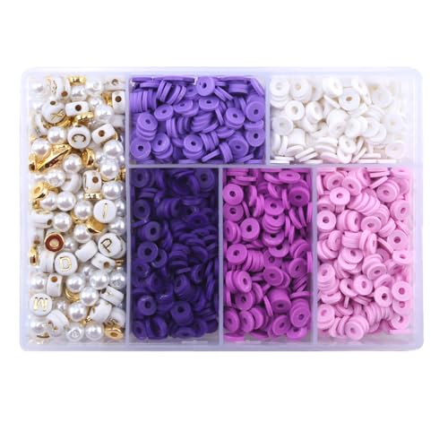Vokenforu 1 Box Clay Beads Bracelet Making Kit, Round Polymer Clay Beads for DIY Beading, Purple Tone Vokenforu 1 Box Clay Beads Bracelet Making Kit, Round Polymer Clay Beads for DIY Beading, Purple Tone von Vokenforu