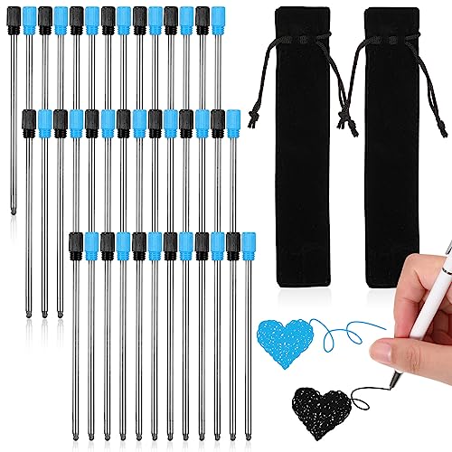 40 Stück Austauschbare Kugelschreiberminen Nachfüllungen für Diamant Kristall Stylus Stifte und Kugelschreiber, 2,75 Zoll Glattes Schreiben Schwarze und Blaue Tinte mit Schwarzem Samtbeutel von Vokmon