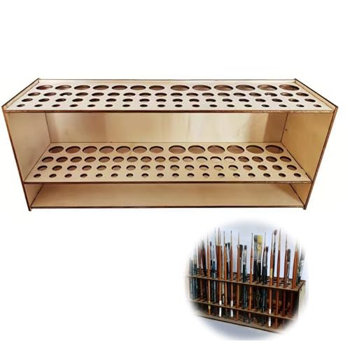 Vokowin Pinselhalter, 67 Löcher, Citadel-Lackierregal, Holz, Künstlerpinselhalter, Wandmontage, mehrere Löcher, Stifthalter, Schreibtisch-Organizer für Kunst, Schreibtisch und Zuhause (K374-1) von Vokowin