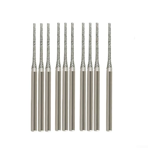 10-teiliges Bohrer-Set, 0,8–2,5 mm, für Glas, Jade, Bernstein, Schmuck, Lochbohrungen, 2,35 mm Schaft, Silber, Schmirgel, 42 mm Länge (10 Stück, 0,8 mm) von Volakebeing