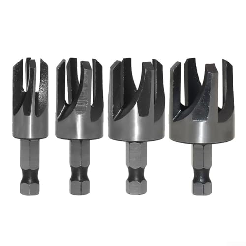 4-teiliges Sechskant-Schaft-Holzdübelschneider-Bohrer-Set, 6 mm, 10 mm, 13 mm, 16 mm, Zapfenschneider-Bits, Holzbearbeitungswerkzeuge für Tisch-Handbohrmaschine (B) von Volakebeing