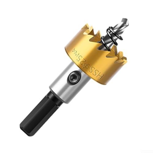 HSS-Bohrer-Set, 16 mm, 18,5 mm, 20 mm, 25 mm, 30 mm, Hochgeschwindigkeitsstahl für Edelstahl, Kupfer, Messing, Aluminium, Metall, goldbeschichtetes Industriewerkzeug (25 mm) von Volakebeing