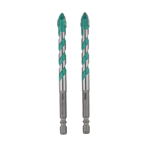 Hartmetall-Exzenterbohrer für Glas, Holz, Metall, Fliesen, vierkantig, gezacktes Design, 6 mm, 8 mm, 10 mm, 12 mm, Multi-Material-Bohrwerkzeug-Set (12 mm), 2 Stück von Volakebeing