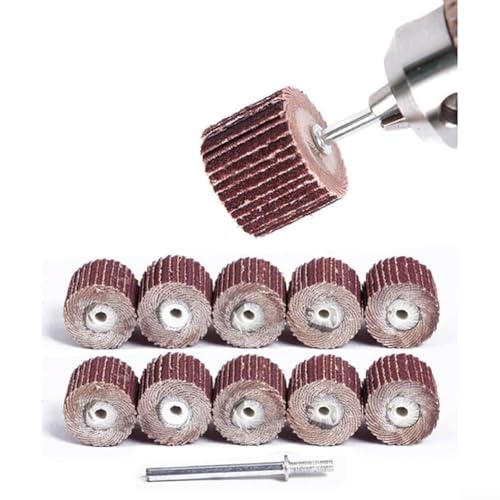 Schleifscheiben, Körnung 80, 120, 240, Rotationswerkzeug, Zubehör zum Schleifen, Polieren, Metall, Holz, 10 mm Durchmesser, 3 mm Spanndorn (120#), 10 Stück von Volakebeing