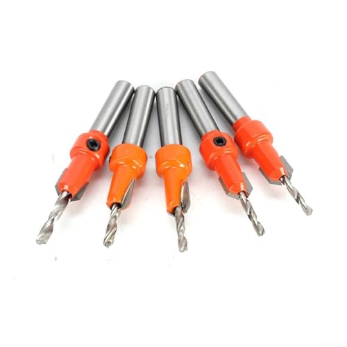 Senkbohrer-Set mit Sechskantschaft, Holzbearbeitung, Fase, Schnellwechsel, Holzschrauben, Lochbohrwerkzeug für Aluminiumlegierung, 2,8–4 mm (5 Stück) von Volakebeing