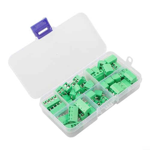 Volakebeing 1 Box/50 Stück 5,0 mm 0,5 cm Abstand Leiterplattenmontage, Schraubklemmenblock, 2P, 3P, 4P-Stecker, 150 V, 6 A für Arduino-Leiterplatte (grün) von Volakebeing