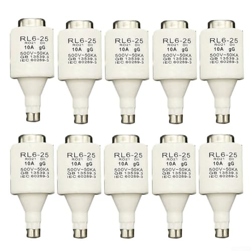 Volakebeing 10 Stück RL6-25 R021 DII E27 Spiral-Keramik-Sicherungsglieder, 500 VAC, Industriesicherungen, gG Diazed Protection 4-25 A, 50 kA (10 A) von Volakebeing
