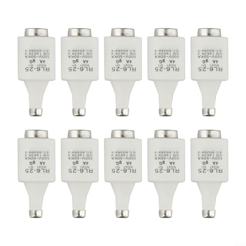 Volakebeing 10 Stück RL6-25 R021 DII E27 Spiral-Keramik-Sicherungsglieder, 500 VAC, Industriesicherungen, gG Diazed Protection 4-25 A, 50 kA (4 A) von Volakebeing