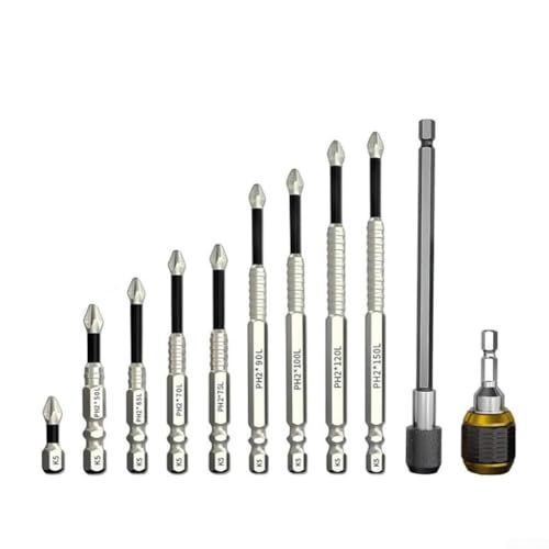 Volakebeing 11-teiliges magnetisches Kreuzschlitz-Schraubendreher-Bit-Set, legierter Stahl, rutschfeste Schraubendreher-Bits, Sechskantschaft mit Schnellwechsel-Verlängerungsstangen, magnetische Volakebeing 11-teiliges magnetisches Kreuzschlitz-Schraubendreher-Bit-Set, legierter Stahl, rutschfeste Schraubendreher-Bits, Sechskantschaft mit Schnellwechsel-Verlängerungsstangen, magnetische von Volakebeing